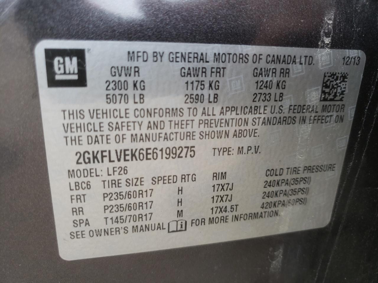 صورة رقم 10 من المزاد - 2014 GMC TERRAIN SL مع VIN 2GKFLVEK6E6199275