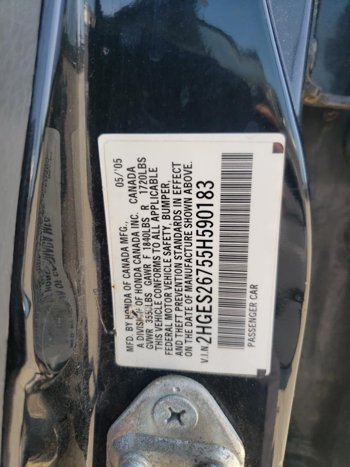 Photo 10 from auction – 2005 HONDA CIVIC EX with VIN 2HGES26755H590183