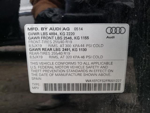 Photo 10 from auction – 2015 AUDI Q3 PREMIUM with VIN WA1EFCFS2FR001227