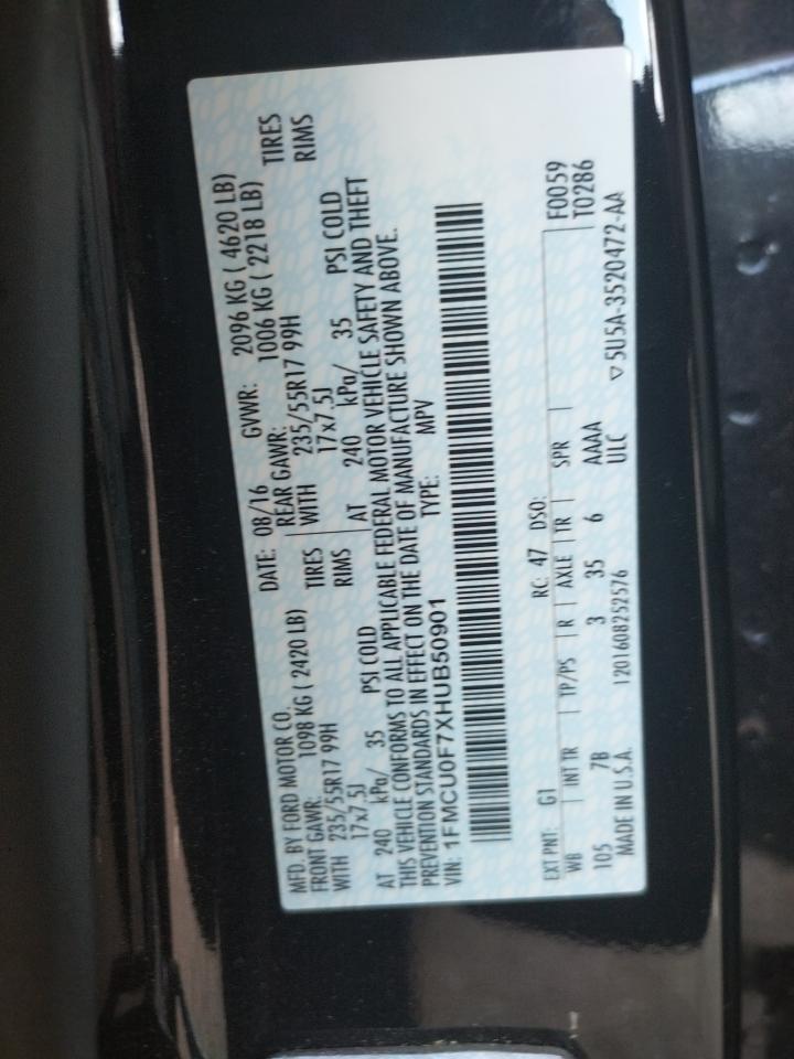 Photo 10 from auction – 2017 FORD ESCAPE S with VIN 1FMCU0F7XHUB50901