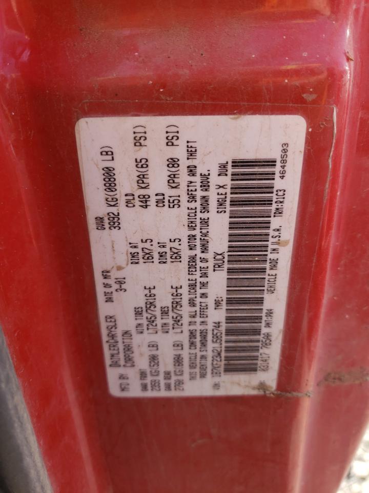 Photo 10 from auction – 2001 DODGE RAM 2500 with VIN 1B7KF23W21J585744
