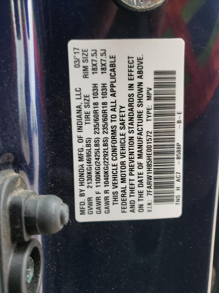 Photo 10 from auction – 2017 HONDA CR-V EXL with VIN 7FARW1H85HE001572