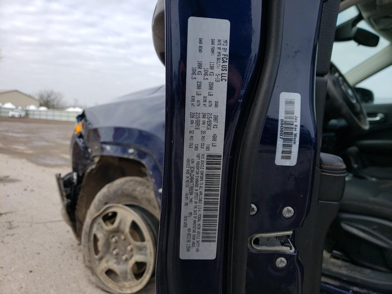 Photo 10 from auction – 2019 JEEP COMPASS SP with VIN 3C4NJDAB4KT789284