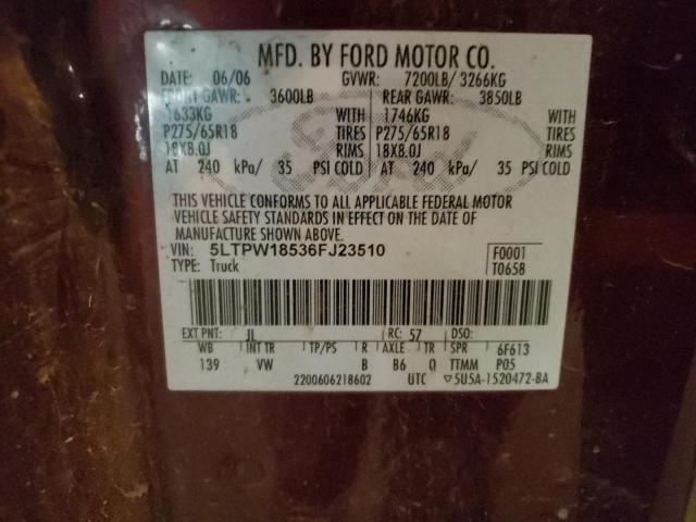 Photo 10 from auction – 2006 LINCOLN MARK LT with VIN 5LTPW18536FJ23510