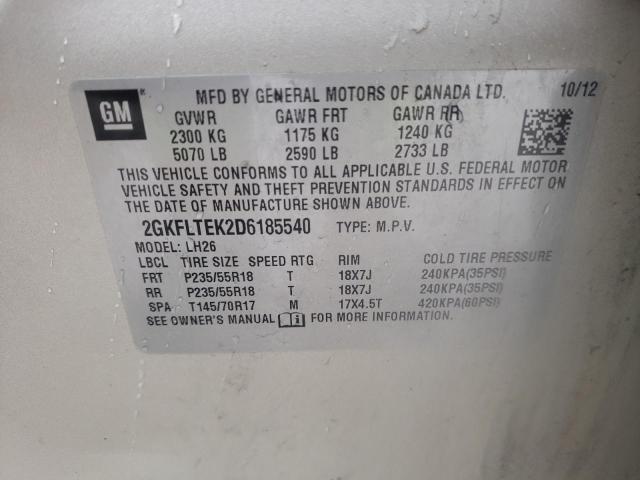 Photo 10 from auction – 2013 GMC TERRAIN SL with VIN 2GKFLTEK2D6185540