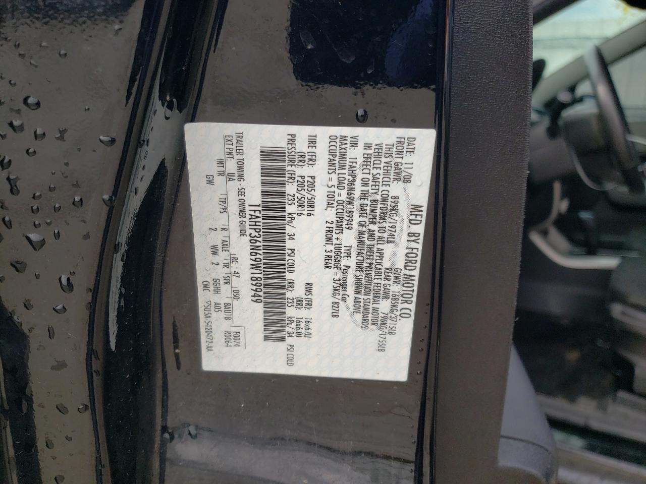 Photo 10 from auction – 2009 FORD FOCUS SES with VIN 1FAHP36N69W189949