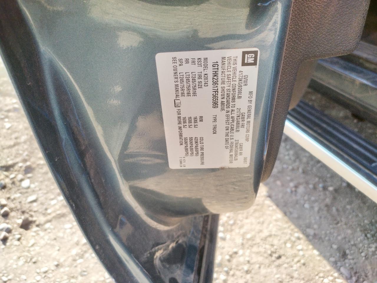Photo 10 from auction – 2007 GMC SIERRA K25 with VIN 1GTHK23617F565969