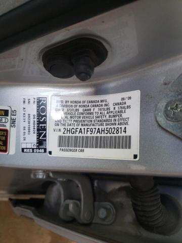 Photo 10 from auction – 2010 HONDA CIVIC EXL with VIN 2HGFA1F97AH502814