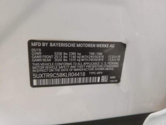 Photo 10 from auction – 2019 BMW X3 XDRIVE3 with VIN 5UXTR9C58KLR04418