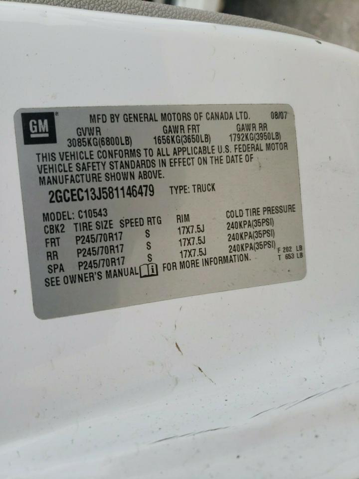 Photo 10 from auction – 2008 CHEVROLET SILVERADO with VIN 2GCEC13J581146479