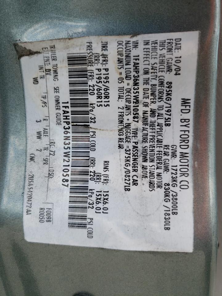 Photo 10 from auction – 2005 FORD FOCUS ZXW with VIN 1FAHP36N35W210587