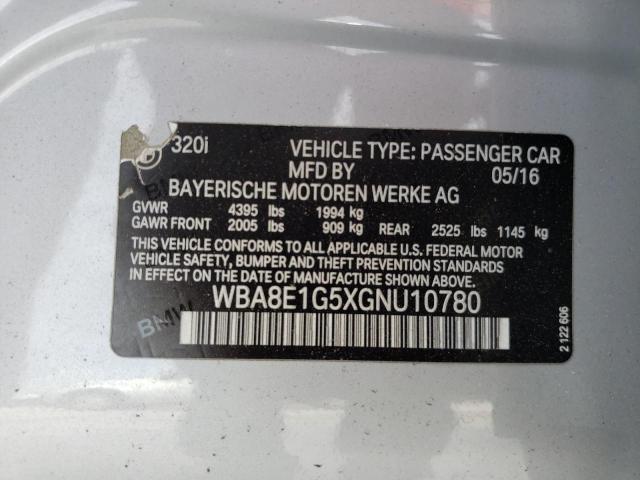 Photo 10 from auction – 2016 BMW 320 I with VIN WBA8E1G5XGNU10780