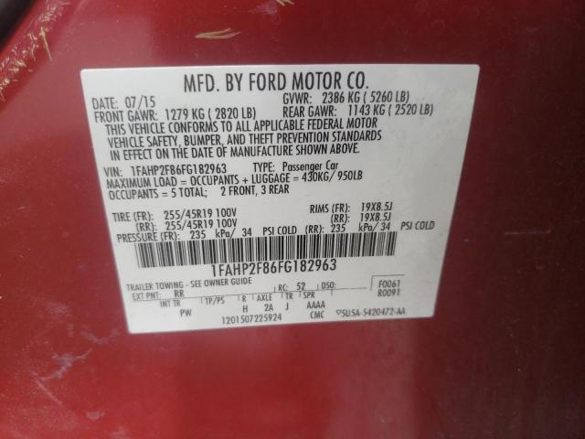 Photo 10 from auction – 2015 FORD TAURUS with VIN 1FAHP2F86FG182963