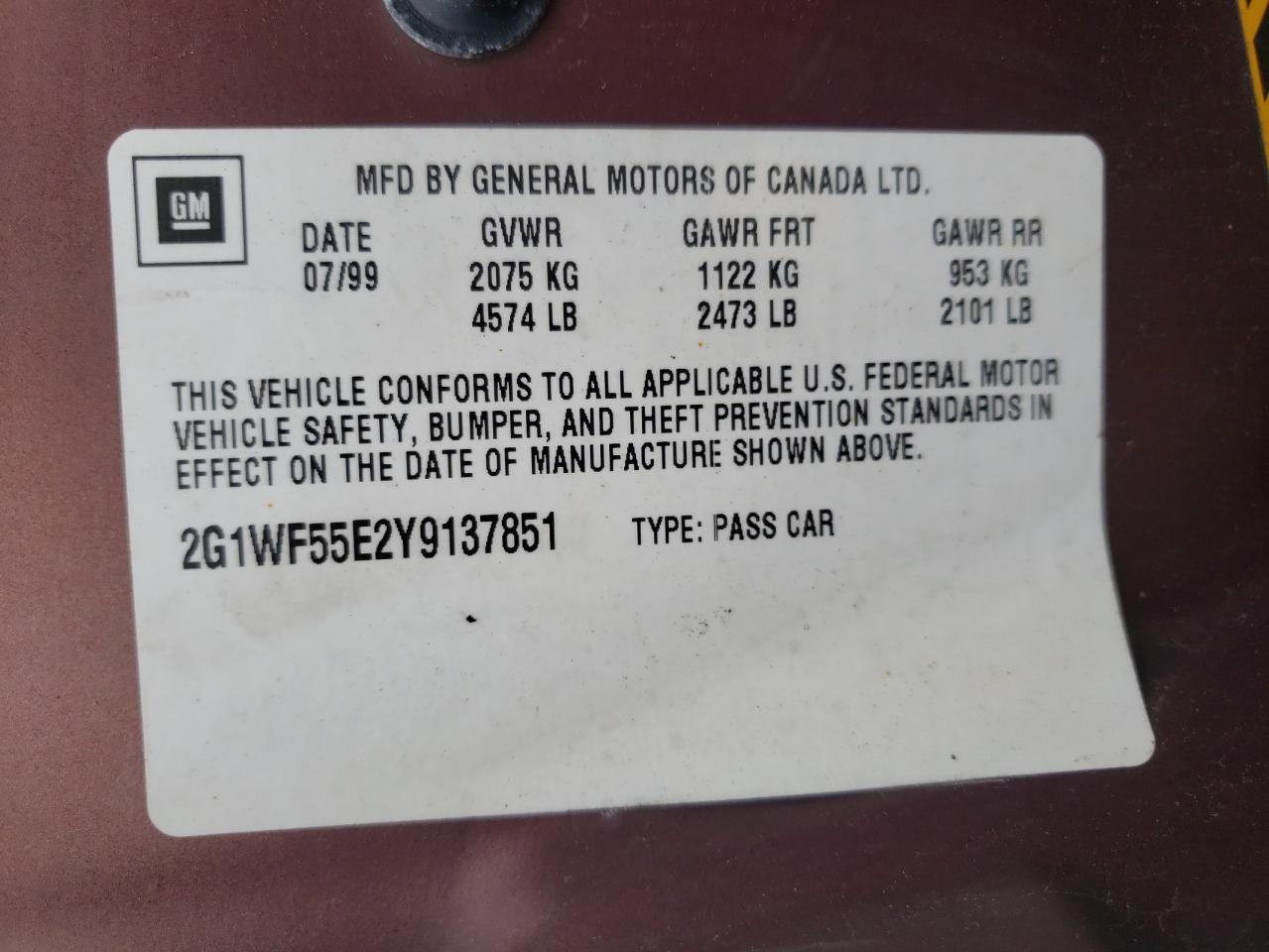 Photo 10 from auction – 2000 CHEVROLET IMPALA with VIN 2G1WF55E2Y9137851