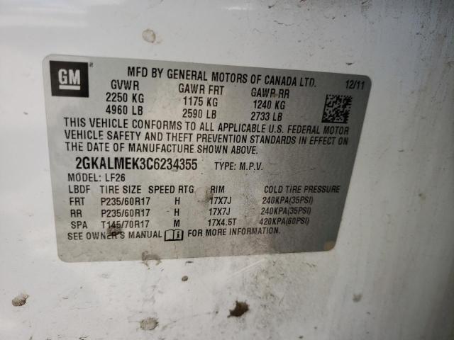 Photo 10 from auction – 2012 GMC TERRAIN SL with VIN 2GKALMEK3C6234355