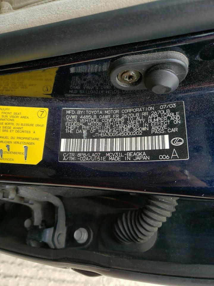 Photo 10 from auction – 2004 LEXUS ES 330 with VIN JTHBA30G545000202