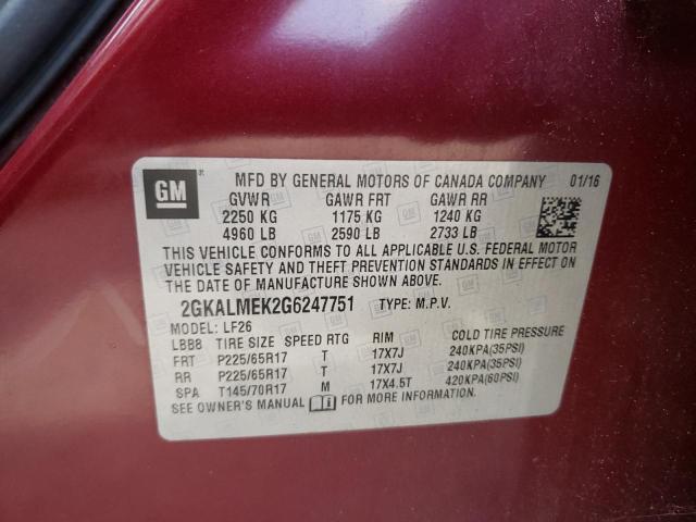 Photo 10 from auction – 2016 GMC TERRAIN SL with VIN 2GKALMEK2G6247751