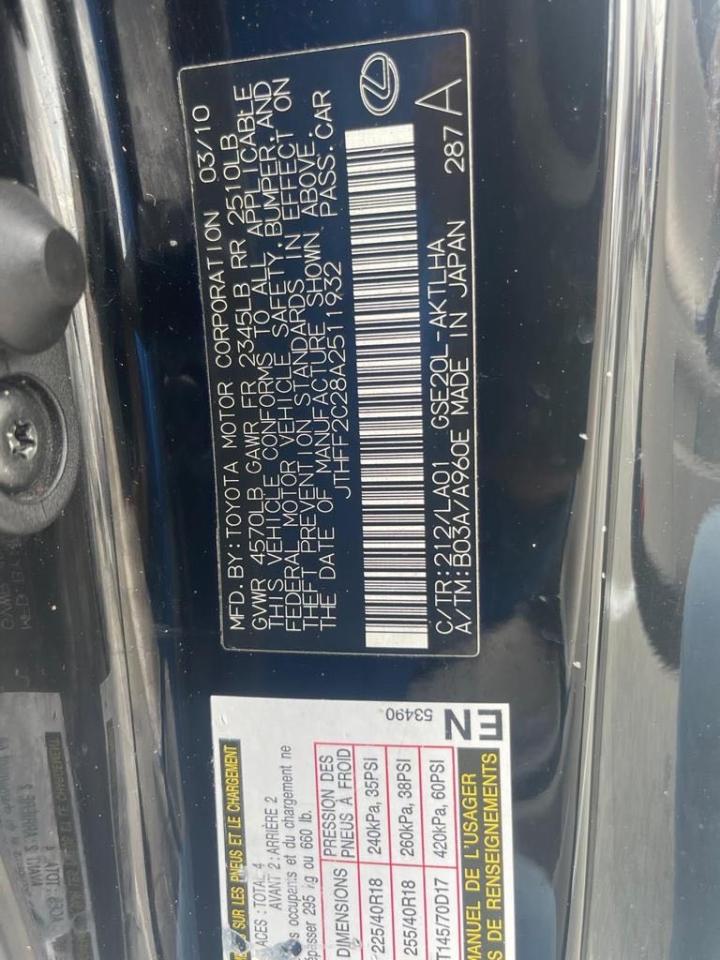 Photo 10 from auction – 2010 LEXUS IS 250 with VIN JTHFF2C28A2511932