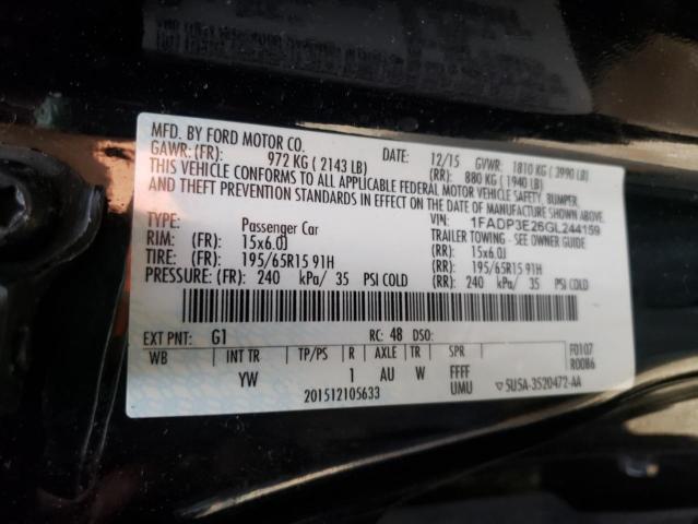 Photo 10 from auction – 2016 FORD FOCUS S with VIN 1FADP3E26GL244159