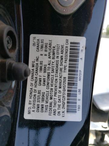 Photo 10 from auction – 2016 HONDA CIVIC LX with VIN 2HGFC2F51GH572928