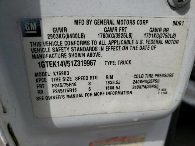 Photo 10 from auction – 2001 GMC NEW SIERRA with VIN 1GTEK14V51Z319967