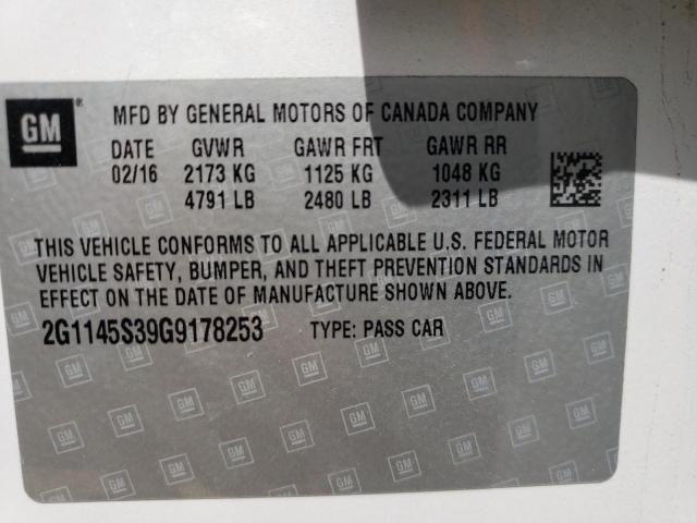 Photo 10 from auction – 2016 CHEVROLET IMPALA LTZ with VIN 2G1145S39G9178253
