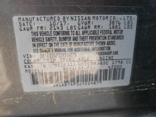 Photo 10 from auction – 2018 NISSAN SENTRA S with VIN 3N1AB7AP3JY214879