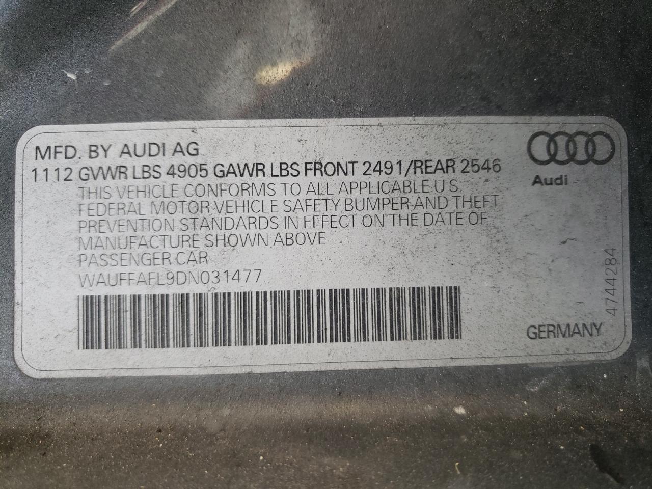Photo 20 from auction – 2013 AUDI A4 PREMIUM with VIN WAUFFAFL9DN031477