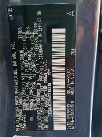 Photo 10 from auction – 2010 TOYOTA SIENNA CE with VIN 5TDKK4CC6AS319319