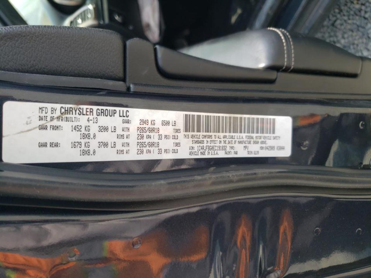 Photo 10 from auction – 2014 JEEP GRAND CHER with VIN 1C4RJFBG0EC191832