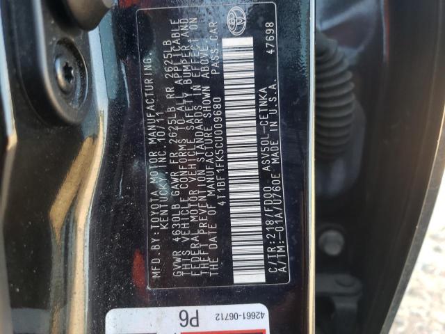 Photo 10 from auction – 2012 TOYOTA CAMRY BASE with VIN 4T1BF1FK5CU009680