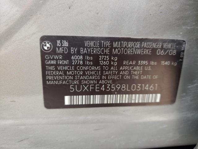 Photo 10 from auction – 2008 BMW X5 3.0I with VIN 5UXFE43598L031461