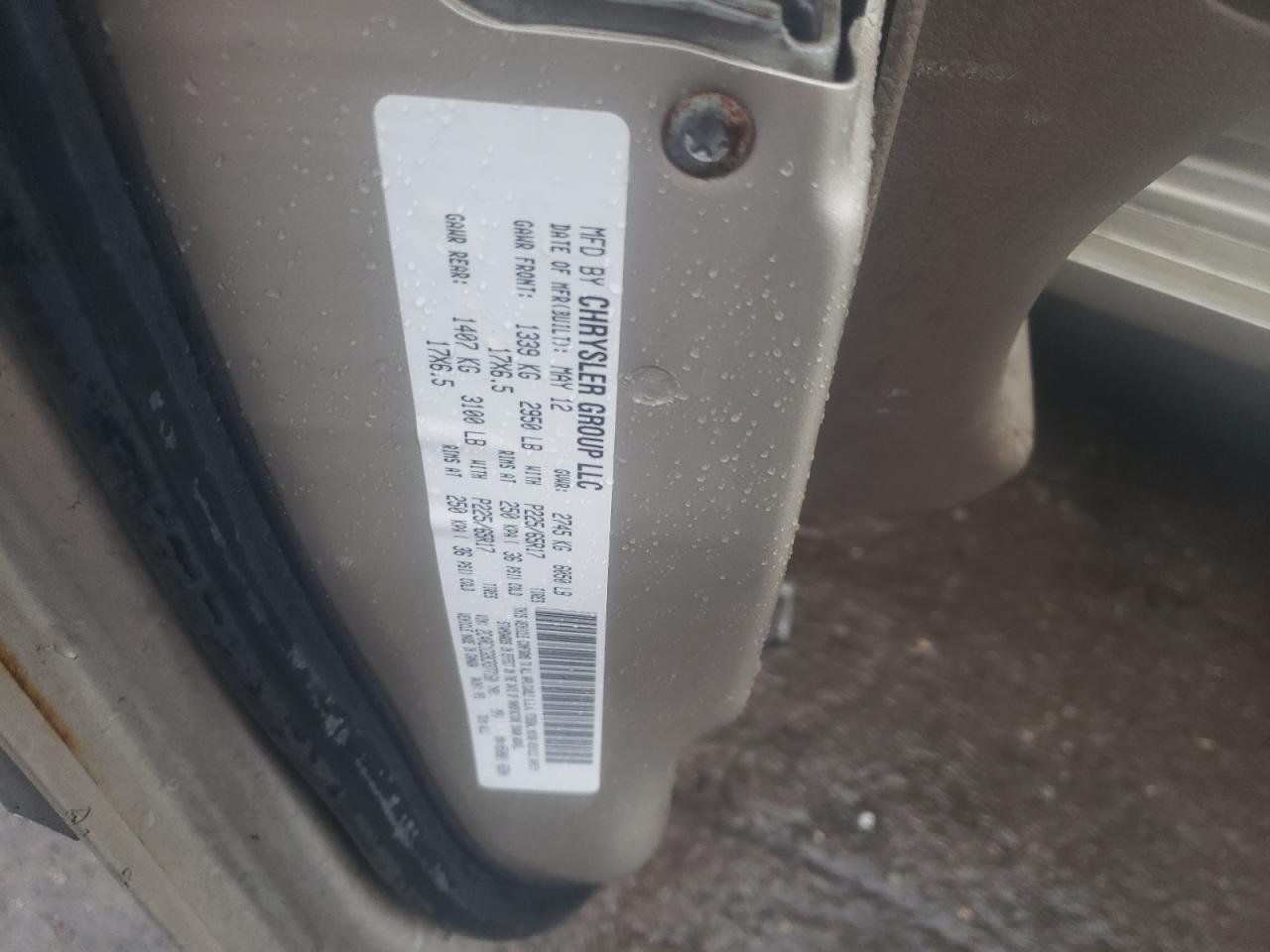 Photo 10 from auction – 2012 CHRYSLER TOWN & COU with VIN 2C4RC1CG9CR377160