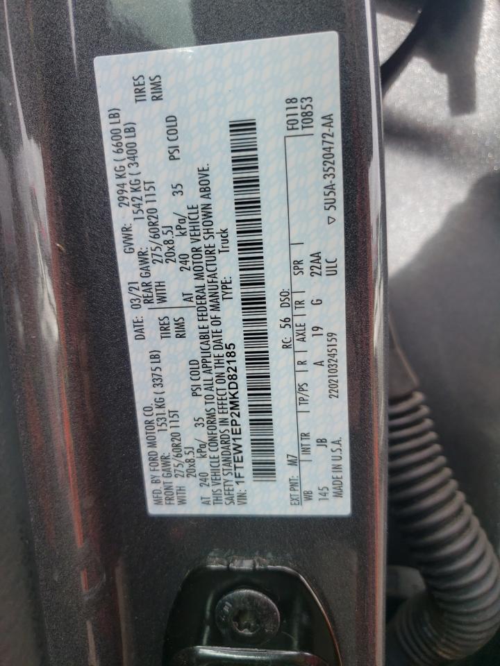 Photo 10 from auction – 2021 FORD F150 SUPER with VIN 1FTEW1EP2MKD82185