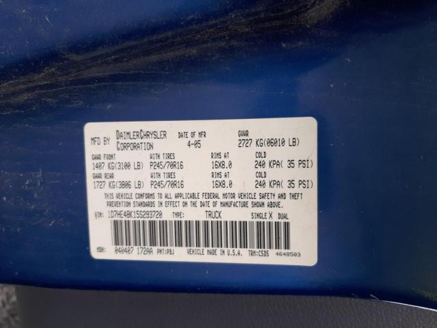 Photo 10 from auction – 2005 DODGE DAKOTA QUA with VIN 1D7HE48K15S293720