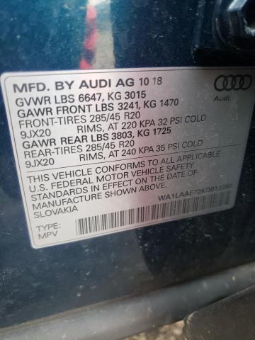 Photo 1 from auction – 2019 AUDI Q7 PREMIUM with VIN WA1LAAF72KD013360