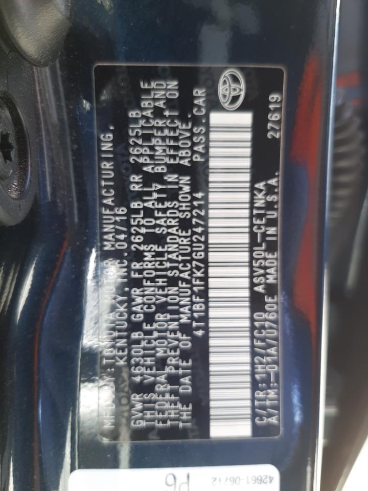 Photo 10 from auction – 2016 TOYOTA CAMRY LE with VIN 4T1BF1FK7GU247214