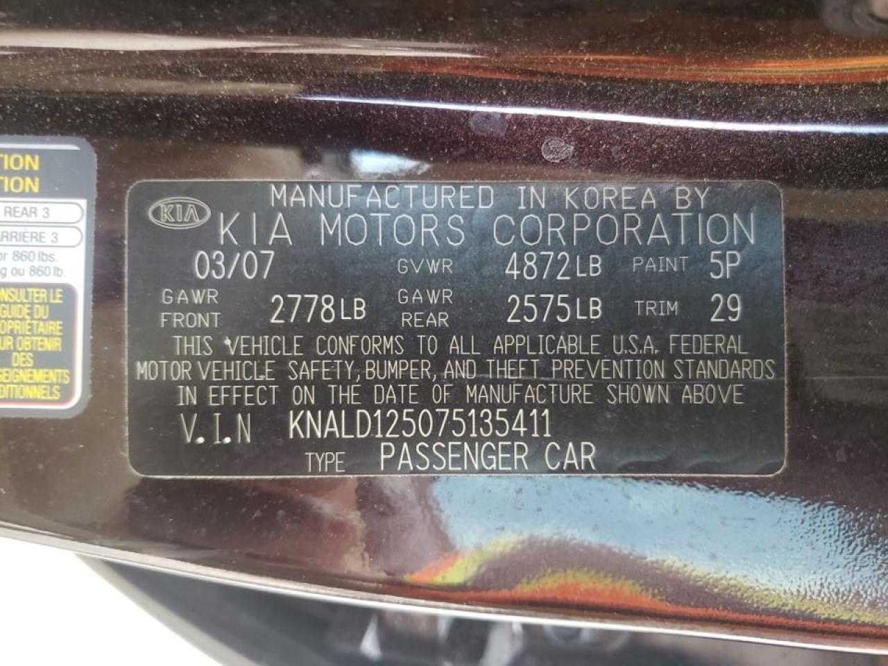 Photo 10 from auction – 2007 KIA AMANTI with VIN KNALD125075135411