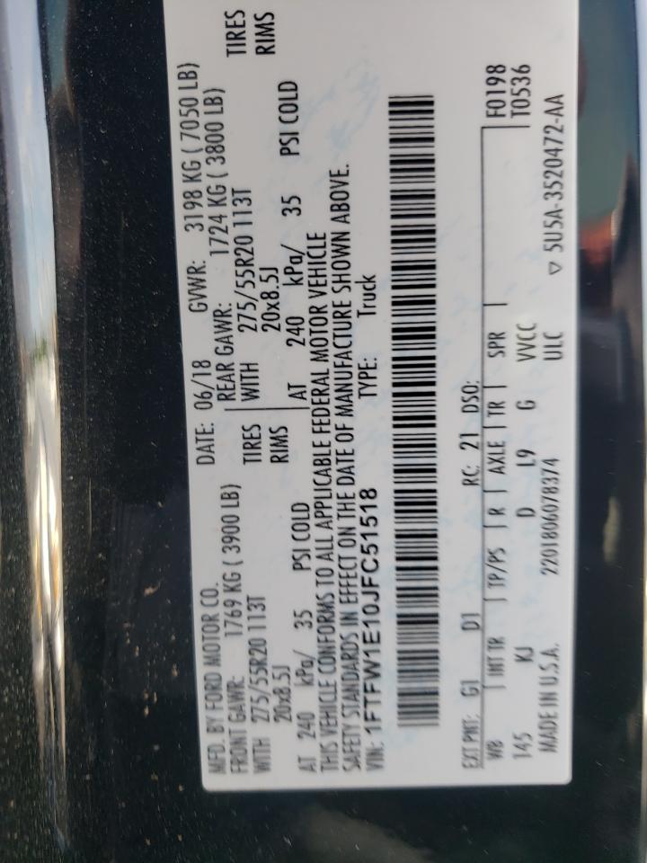 Photo 10 from auction – 2018 FORD F150 SUPER with VIN 1FTFW1E10JFC51518