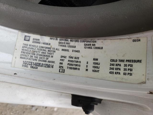 Photo 10 from auction – 2005 CHEVROLET COLORADO with VIN 1GCCS148358125614