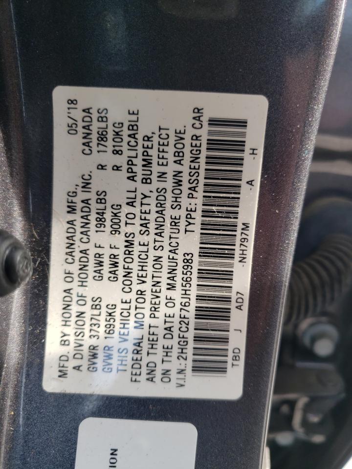 Foto 11 de la subasta – 2018 HONDA CIVIC EX con VIN 2HGFC2F76JH565983