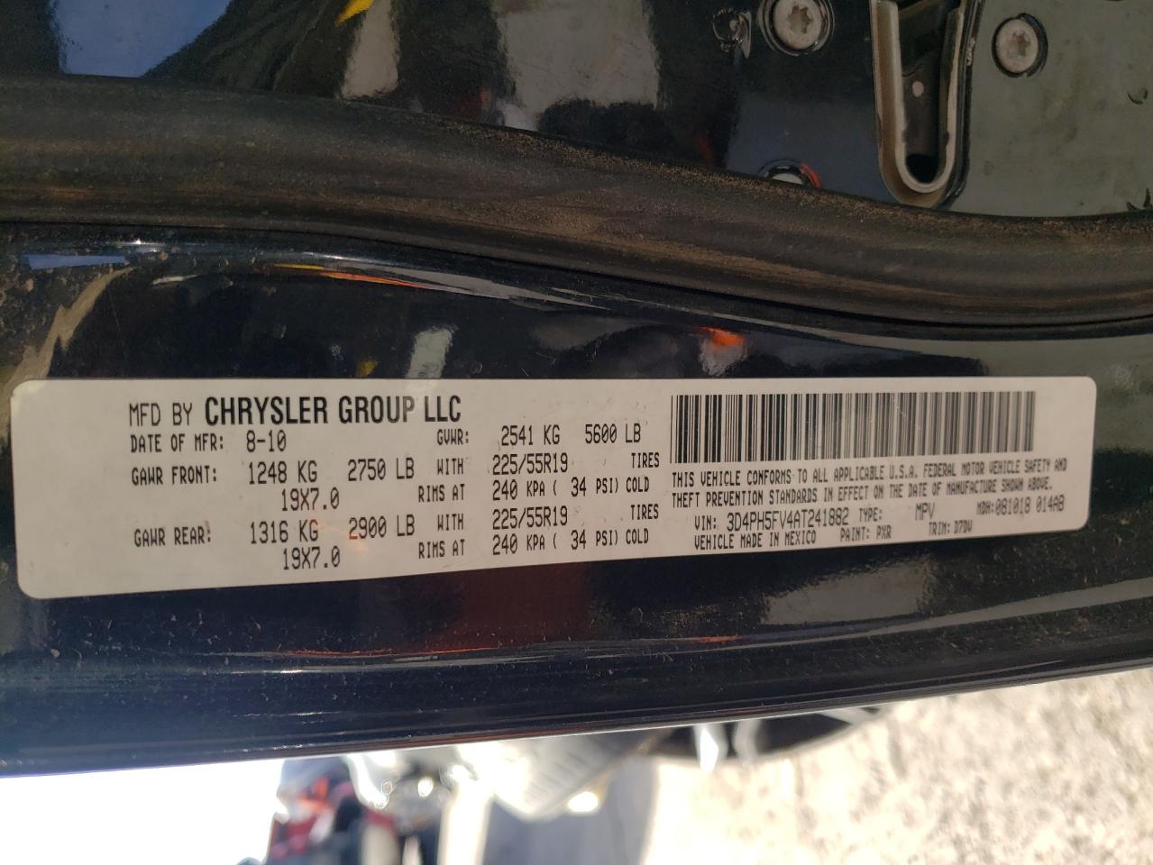 Photo 10 from auction – 2010 DODGE JOURNEY SX with VIN 3D4PH5FV4AT241882