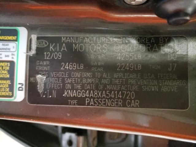 Photo 10 from auction – 2010 KIA OPTIMA LX with VIN KNAGG4A8XA5414720