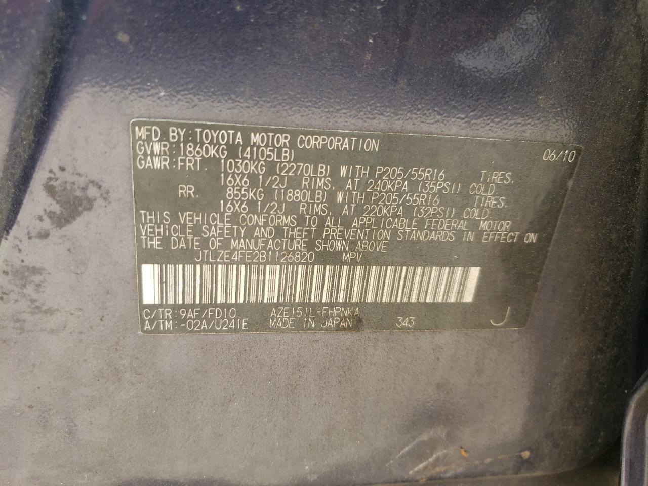 Photo 10 from auction – 2011 TOYOTA SCION XB with VIN JTLZE4FE2B1126820