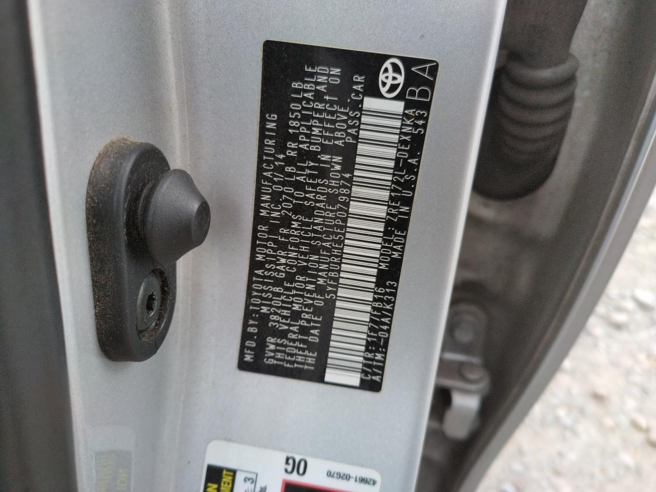 Photo 10 from auction – 2014 TOYOTA COROLLA L with VIN 5YFBURHE5EP079874