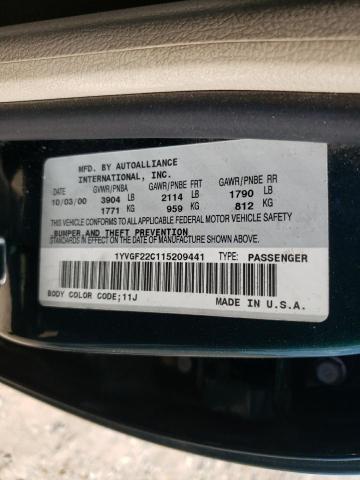 Photo 10 from auction – 2001 MAZDA 626 ES with VIN 1YVGF22C115209441