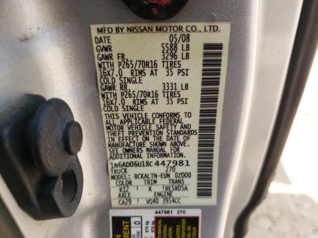 Photo 10 from auction – 2008 NISSAN FRONTIER K with VIN 1N6AD06U18C447981
