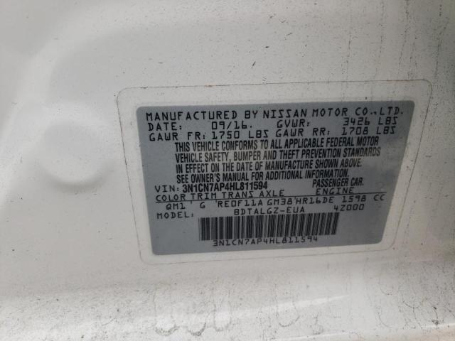 Photo 10 from auction – 2017 NISSAN VERSA S with VIN 3N1CN7AP4HL811594