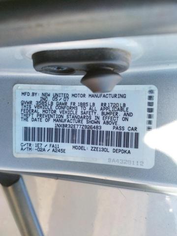 Photo 10 from auction – 2007 TOYOTA COROLLA CE with VIN 1NXBR32E77Z926483