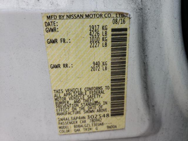 Photo 10 from auction – 2017 NISSAN ALTIMA 2.5 with VIN 1N4AL3AP4HN302548